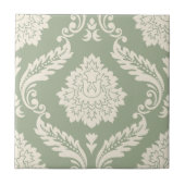 Carreau Rococo Damask Lg Pattern Cream on Green (Devant)