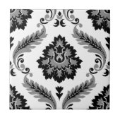 Carreau Rococo Damask Lg Pattern Grey Black White (Devant)