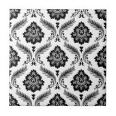 Carreau Rococo Damask Pattern Grey Black White (Devant)