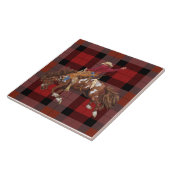 Carreau Rodeo Cowboy Bronco Busch Sur Plaid (Côté)