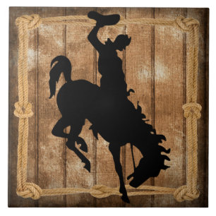 Carreau Rodeo Cowboy Horse Bronco Silhouette