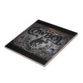 Carreau Rodéo primitif de cowboy de cheval de pays (Côté)