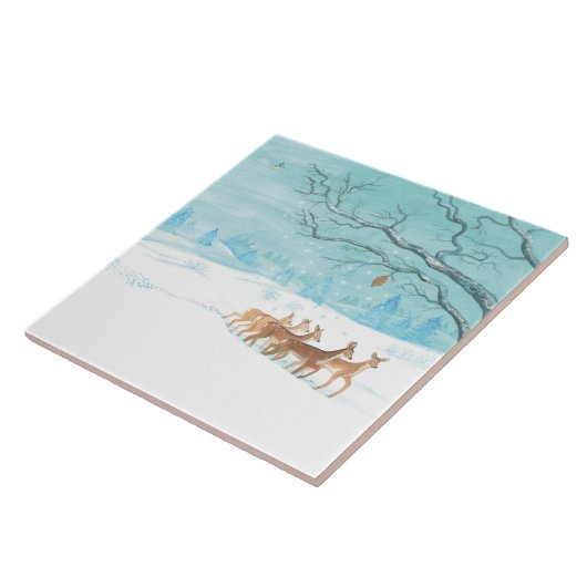 Carreau Roe Deer en hiver (Côté)