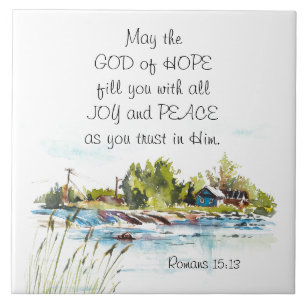 Carreau Romains 15:13 Dieu de l'Espoir Bible chrétienne Ve