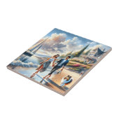 Carreau Romantic Coastal Cottage Sunset Stroll (Côté)