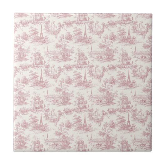 Carreau Romantic Pink French Toile Countryside Pattern (3) (Devant)