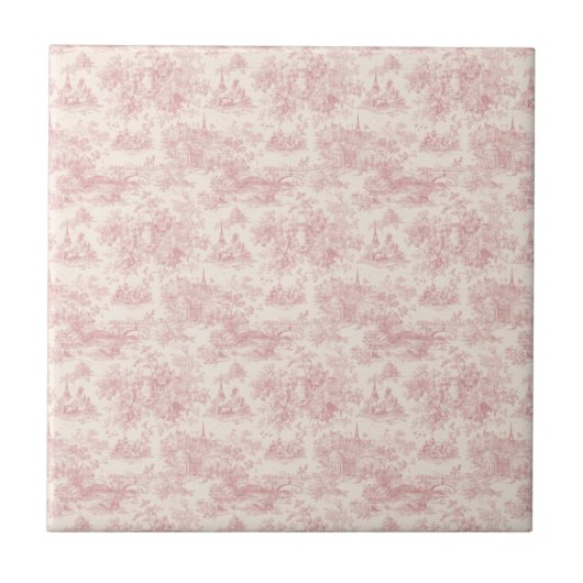 Carreau Romantic Pink French Toile Countryside Pattern (4) (Devant)