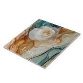 Carreau Romantique Blanc Aqua Gold Floral Love (Côté)