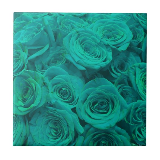 Carreau Romantique élégant turquoise - roses verts (Devant)