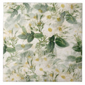 Carreau Romantique Fleurs blanches douces et Feuilles vert (Devant)