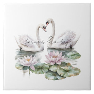 Carreau Romantique Lotus rose Floral Swans Mariage