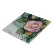 Carreau Romantique Rose Blanc Rose Or Floral Amour (Côté)