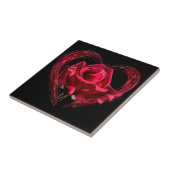 Carreau Romantique Rose de coeur rouge - Amour (Côté)