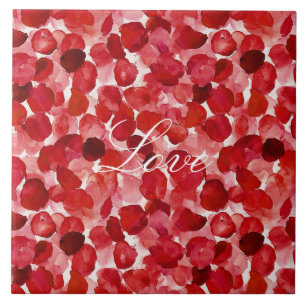 Carreau Romantique Rose Rouge Petals Floral