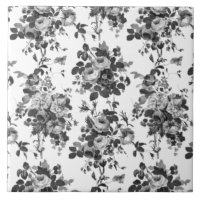 Romantique Vintage Rose-gris sur blanc