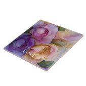 Carreau Romantique violet rose or amour floral (Côté)