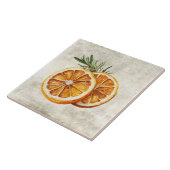 Carreau Romarin Oranges Aquarelle Rustique (Côté)