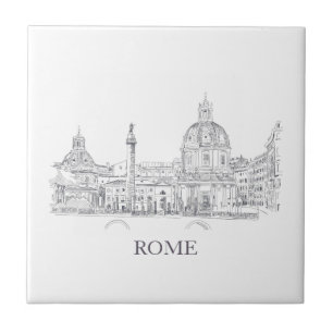 Carreau Rome Italie Domes et Obelisk stylo et croquis d'en