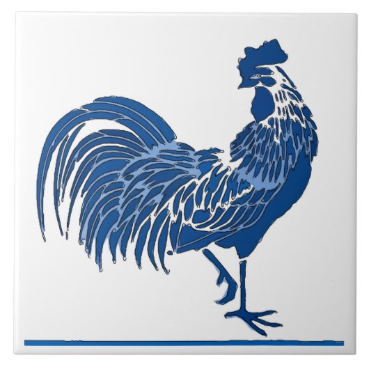 Carreau Rooster Bleu, Regard De Delft, (Devant)