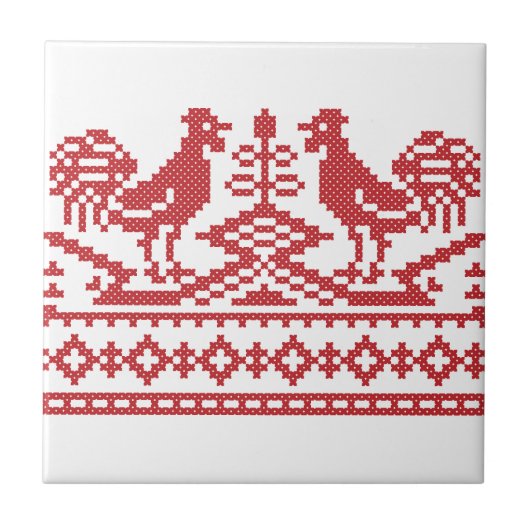 Carreau Rooster cross-stitch (Devant)