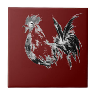 Carreau Rooster d'aquarelle Abstraite moderne