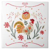 Carreau Rooster d'art populaire rustique (Devant)