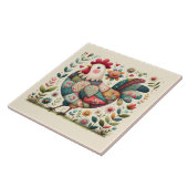 Carreau Rooster de Patchwork Folk aux accents floraux (Côté)