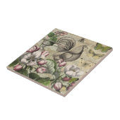 Carreau Rooster Garden Flower Papillon Art (Côté)