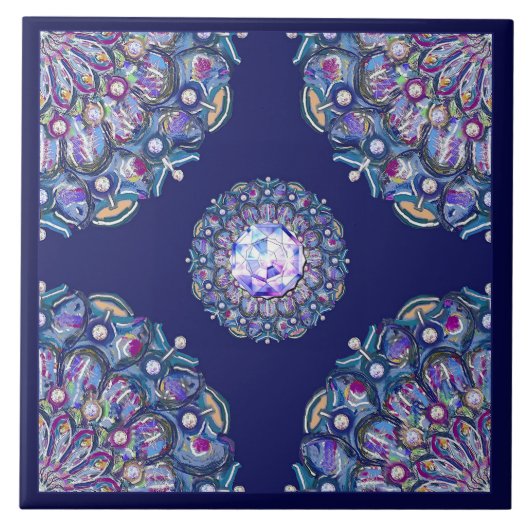 Carreau rosace bleue (Devant)