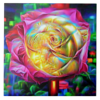 Carreau Rose arc-en-ciel psychédélique