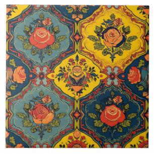 Carreau Rose Art Nouveau Floral Vintage Gras