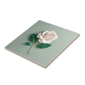 Carreau Rose blanche minimaliste sur vert (Côté)