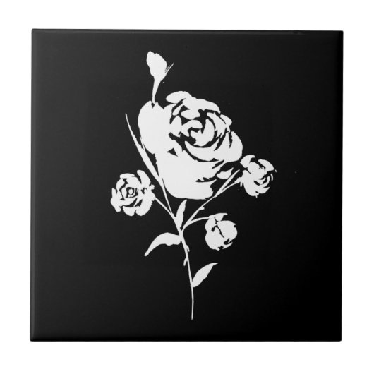 Carreau Rose Blanche sur Noir (Devant)