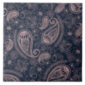 Carreau Rose bleu classique Parties scintillant or Paisley (Devant)