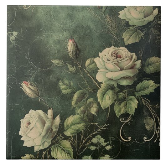 Carreau Rose Blush Vert Foncé  (Devant)