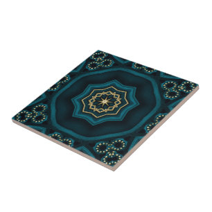 Carreau Rose Boho Gold Vert Mandala