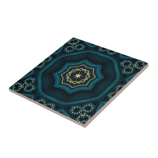 Carreau Rose Boho Gold Vert Mandala (Côté)