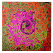 Carreau Rose Chaud Groovy Abstrait Rétro Tourbillon Liquid (Devant)