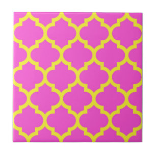 Carreau Rose Chaud Jaune Motif Quatrefoil Marocain #5