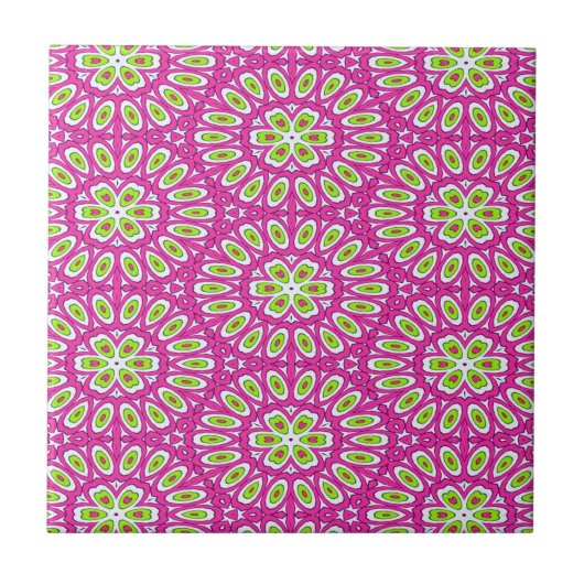 Carreau Rose chaud, vert citron vert et blanc (Devant)