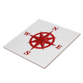 Carreau rose de boussole 8-Point, rouge-foncé et blanc (Côté)