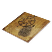 Carreau Rose de boussole antique avec l'empreinte digitale (Côté)