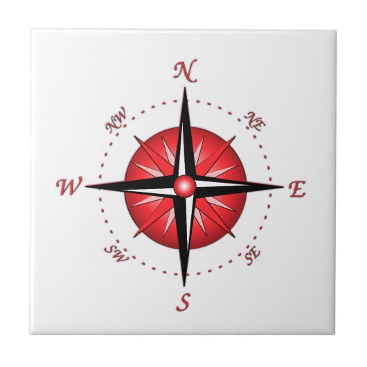 Carreau Rose de boussole rouge (Devant)