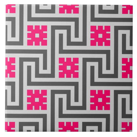 Carreau Rose de clé grecque de Deco, gris/gris et de (Devant)