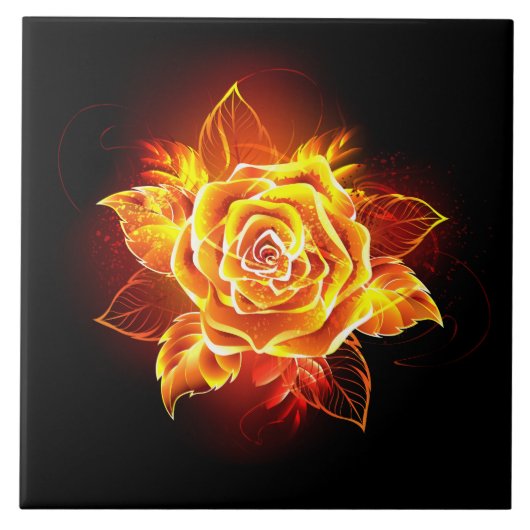 Carreau Rose de feu en fleurs (Devant)