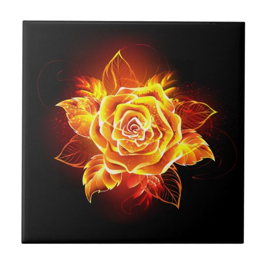 Carreau Rose de feu en fleurs (Devant)