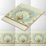 Carreau Rose de l'ère victorienne Clusters et rouleaux fro<br><div class="desc">Il s'agit d'une numériquement impression améliorée d'une ancienne époque victorienne vers 1890 grappes de roses et de scrolls frise motif. Vous pouvez customiser la couleur arrière - plan.</div>