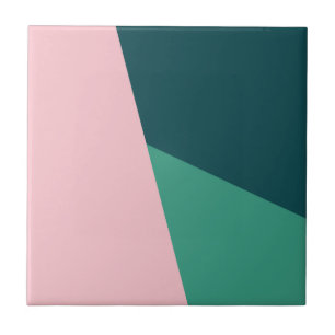 Carreau Rose en pastel et vert géométriques abstraits