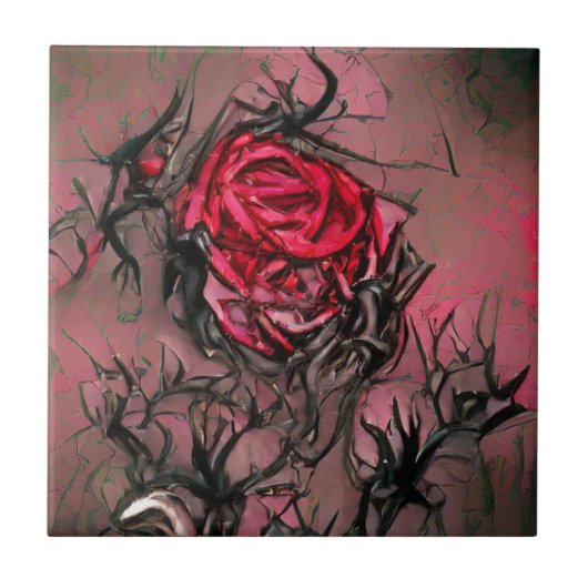 Carreau Rose épines mort graphique art abstrait (Devant)