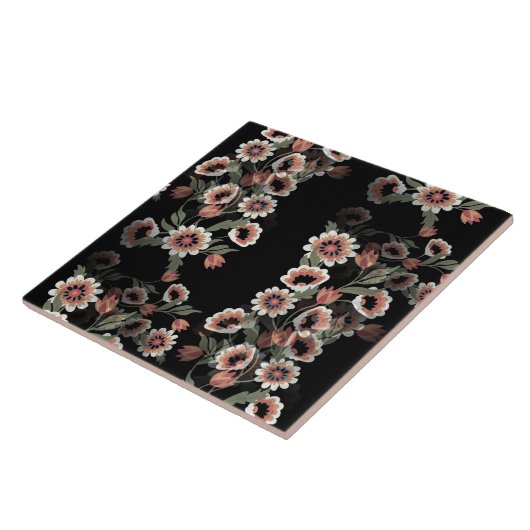 Carreau Rose et vert doux d'inspiration baroque (Côté)